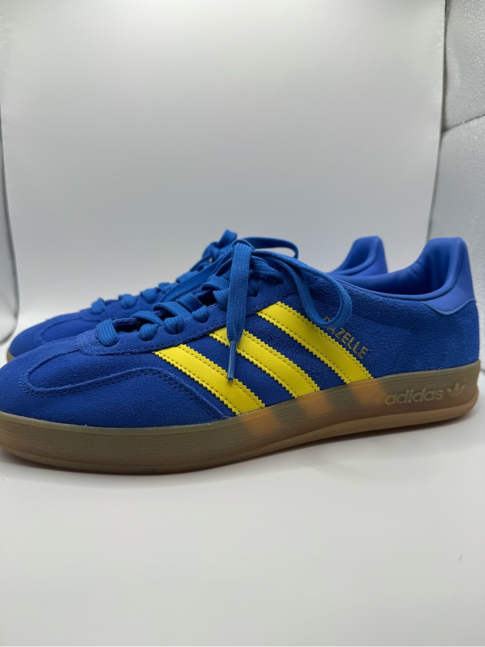 Adidas Men’s Gazelle Indoor Blue Pure Sulfur Sneakers Blue Yellow 9